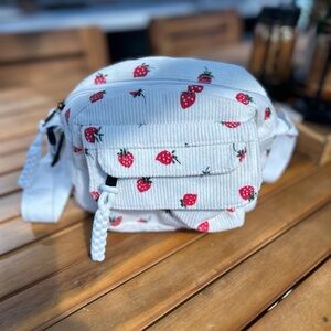 Tik tok inspired Strawberry Print White Crossbody Bag
